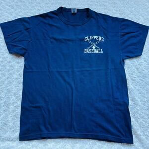 Russell Athletic Clippers Baseball Navy Short Sleeve Cotton Tee Shirt Sz Medium